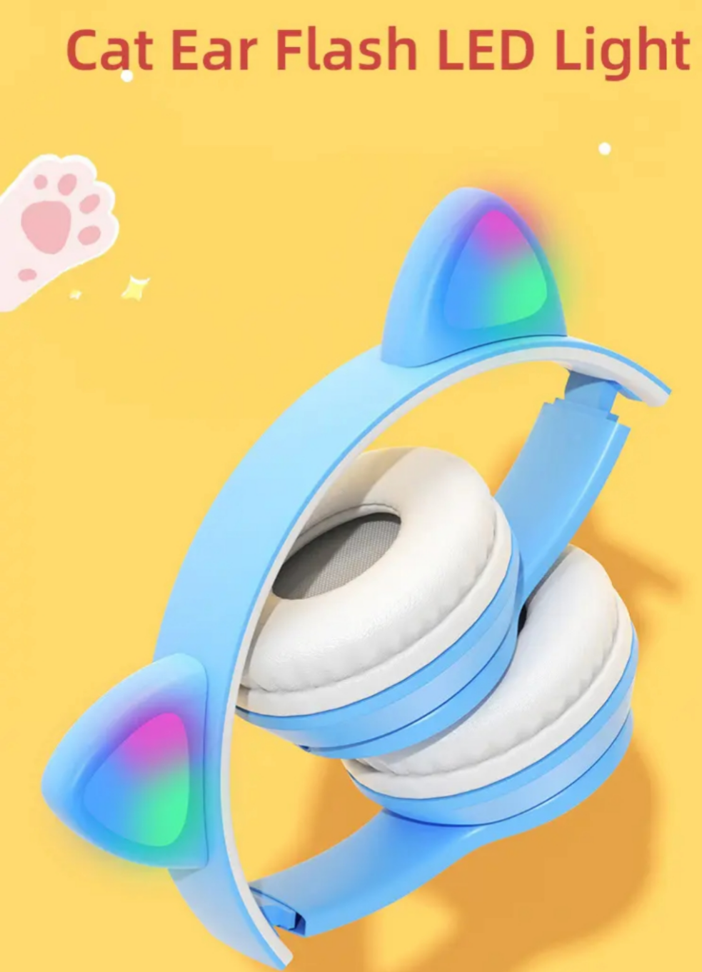 LED Light Cat Ear Bluetooth Headphones