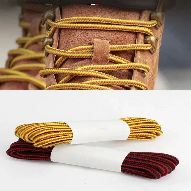1Pair Round Boot Shoelaces Striped Sneakers Shoe Laces Boots Laces Shoes Strings Outdoor Walking Hiking Shoelace