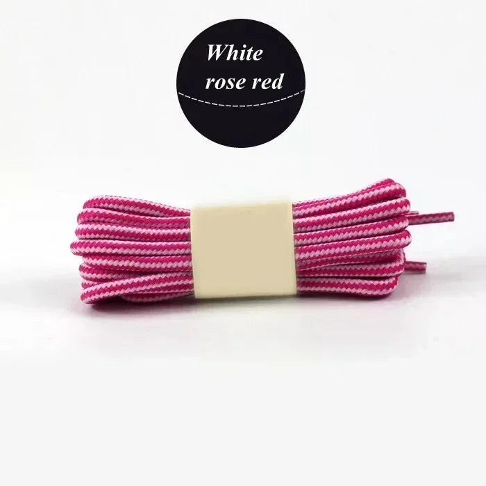 1Pair Round Boot Shoelaces Striped Sneakers Shoe Laces Boots Laces Shoes Strings Outdoor Walking Hiking Shoelace