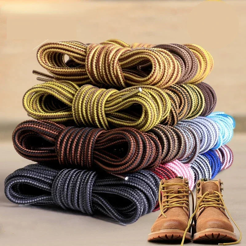 1Pair Round Boot Shoelaces Striped Sneakers Shoe Laces Boots Laces Shoes Strings Outdoor Walking Hiking Shoelace
