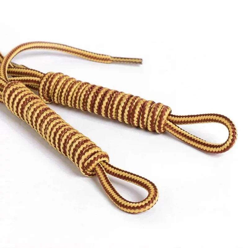 1Pair Round Boot Shoelaces Striped Sneakers Shoe Laces Boots Laces Shoes Strings Outdoor Walking Hiking Shoelace