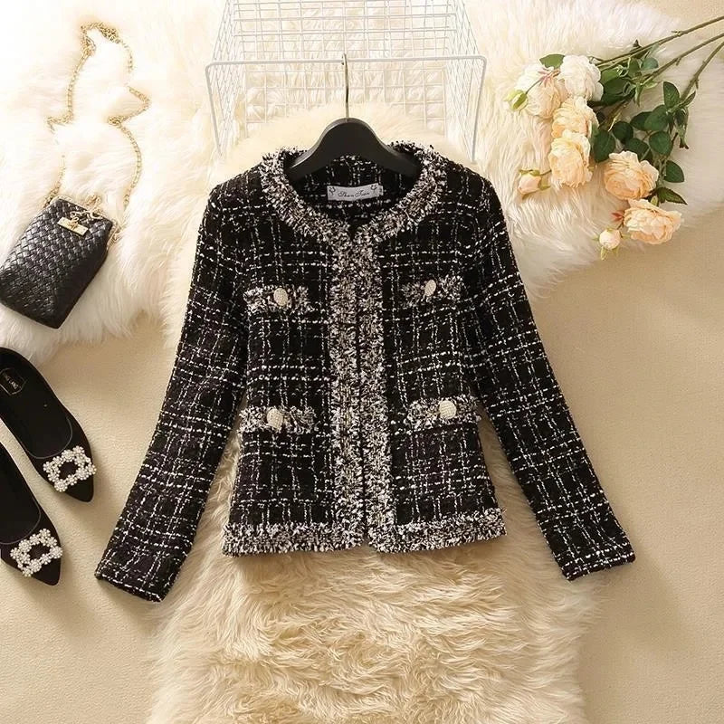 Trendy Ladies Short Joker Temperament Small Fragrant Tweed Coat Cardigan