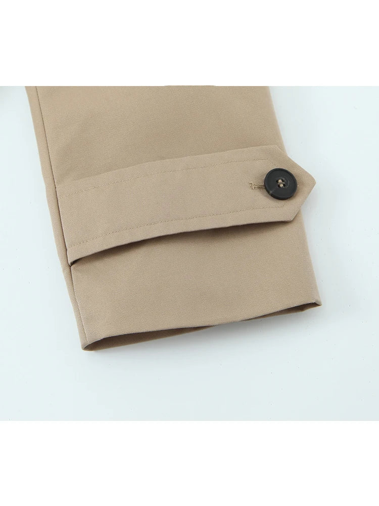 2025 Autumn Winter Solid Color Long Sleeve Double-Breasted Windcoat style Jackets Coat Woman Casual New Outerwear