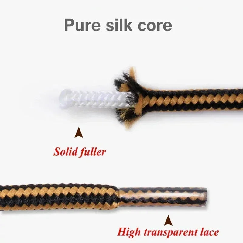 1Pair Round Boot Shoelaces Striped Sneakers Shoe Laces Boots Laces Shoes Strings Outdoor Walking Hiking Shoelace