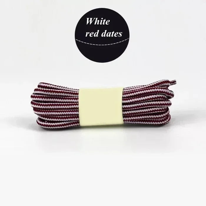 1Pair Round Boot Shoelaces Striped Sneakers Shoe Laces Boots Laces Shoes Strings Outdoor Walking Hiking Shoelace
