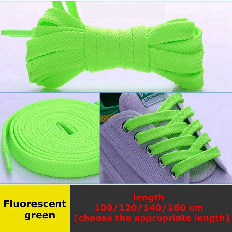 1 Pair Double Flat Laces High Quality Polyester Shoelaces Fashion Sports Casual Shoe Lace Solid Flat Shoelace 26Colors