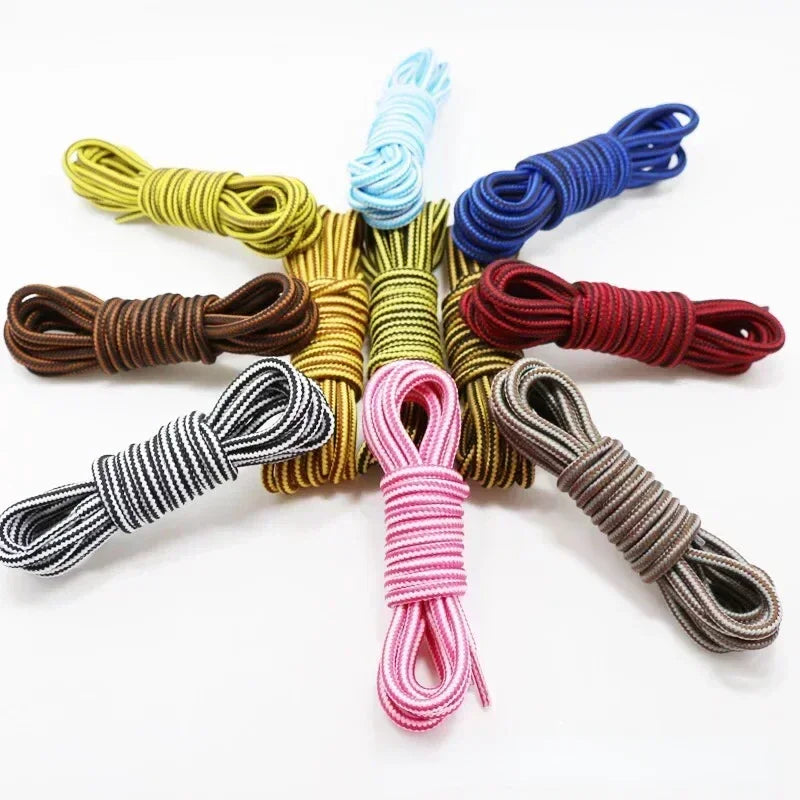 1Pair Round Boot Shoelaces Striped Sneakers Shoe Laces Boots Laces Shoes Strings Outdoor Walking Hiking Shoelace