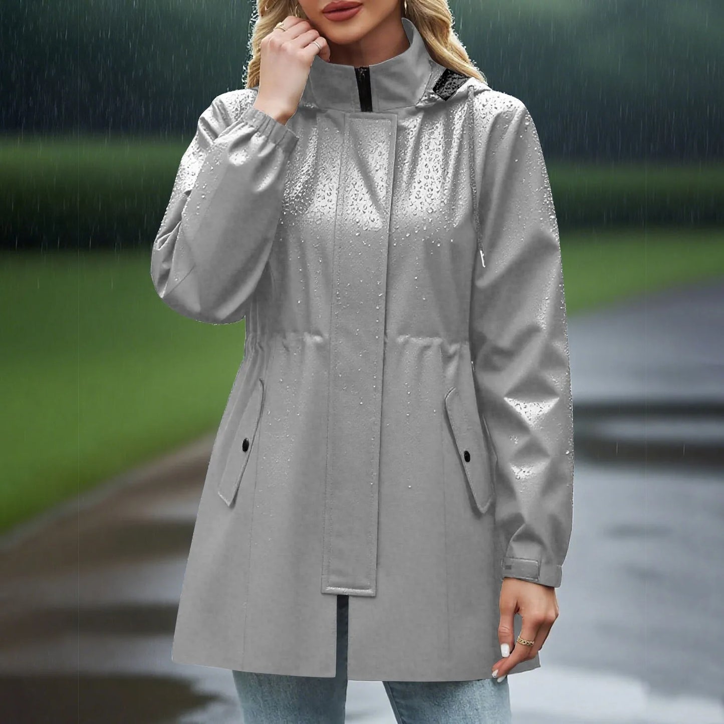 Womens Warm Winter Softshell Jacket Windproof Hooded Rain Coat Outdoor Lightweight Windbreaker Outerwear Jacket