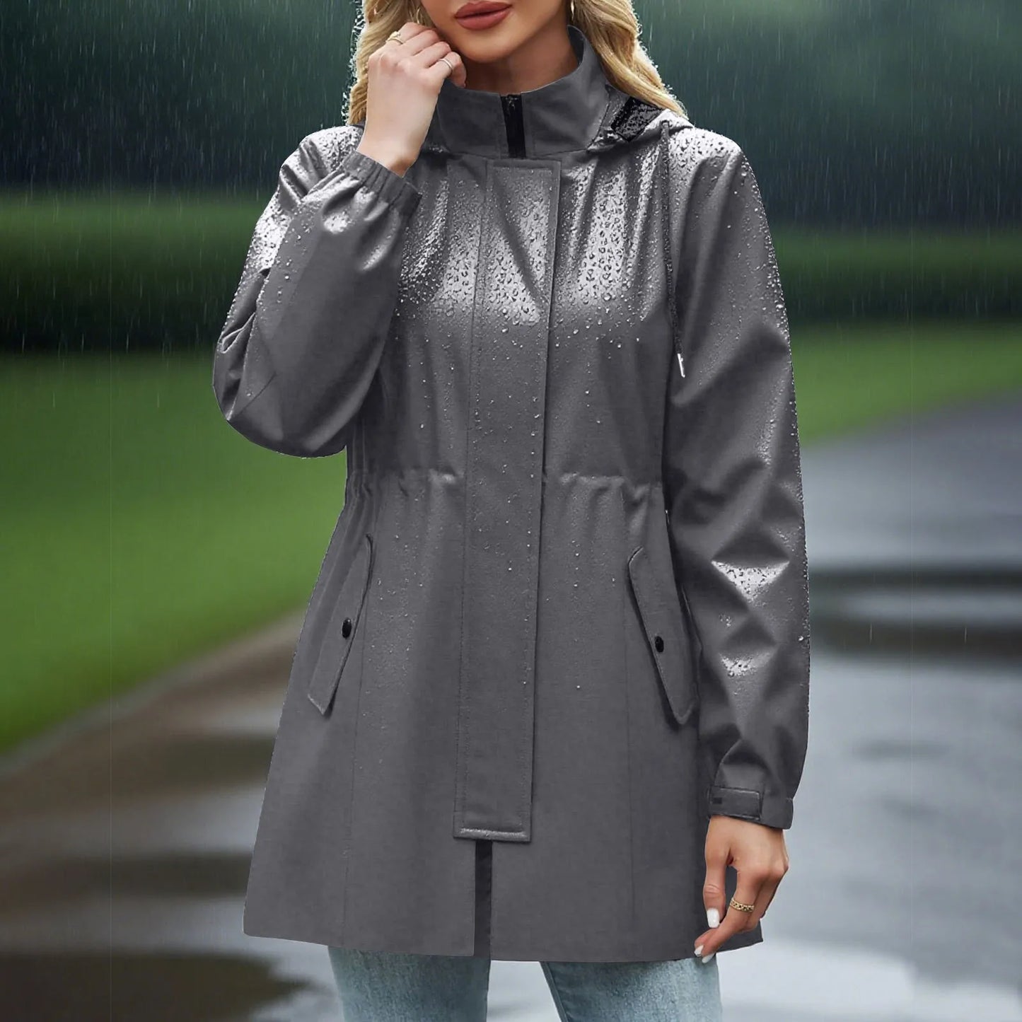 Womens Warm Winter Softshell Jacket Windproof Hooded Rain Coat Outdoor Lightweight Windbreaker Outerwear Jacket
