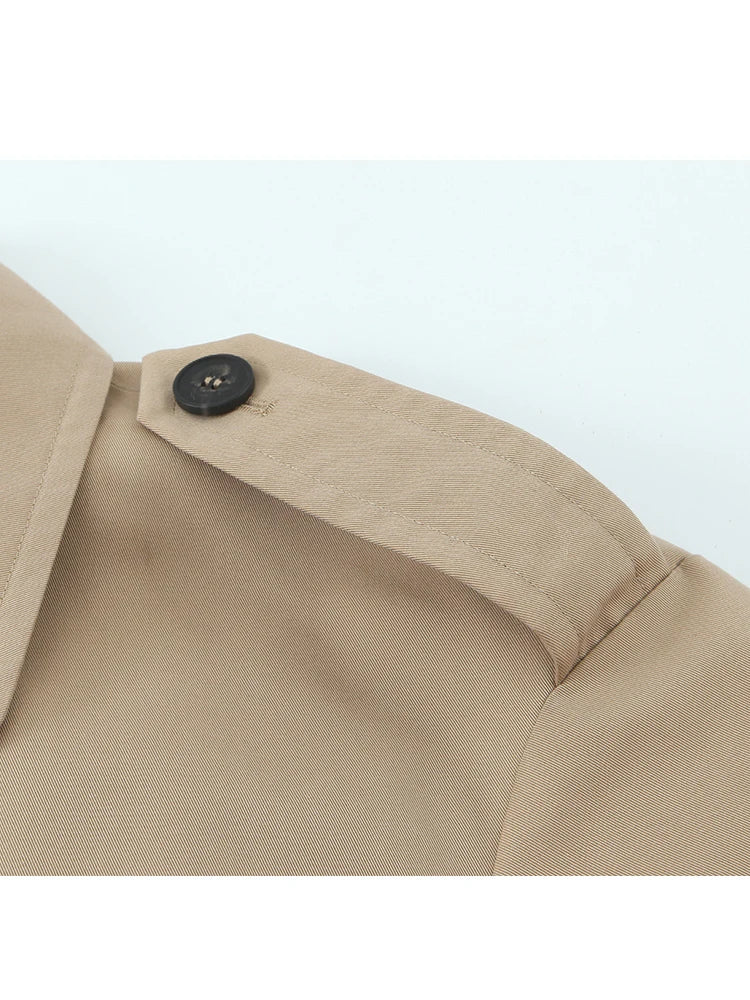 2025 Autumn Winter Solid Color Long Sleeve Double-Breasted Windcoat style Jackets Coat Woman Casual New Outerwear