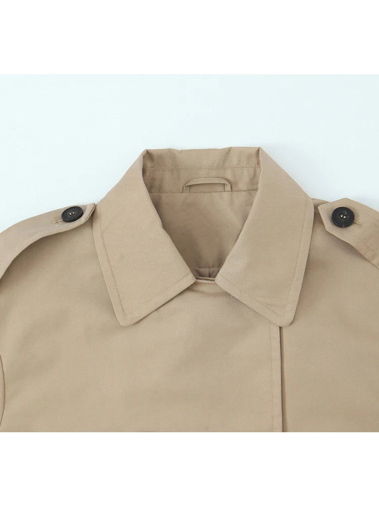 2025 Autumn Winter Solid Color Long Sleeve Double-Breasted Windcoat style Jackets Coat Woman Casual New Outerwear