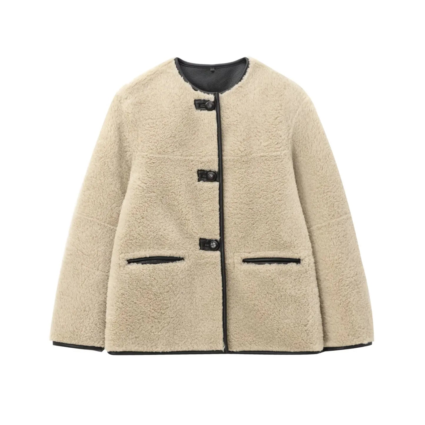 women's jacket jacket Maillard retro decoration round neck single breasted autumn new jacket