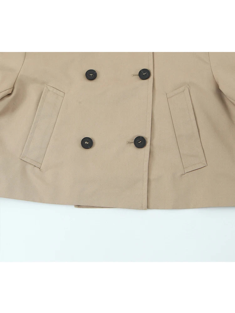 2025 Autumn Winter Solid Color Long Sleeve Double-Breasted Windcoat style Jackets Coat Woman Casual New Outerwear