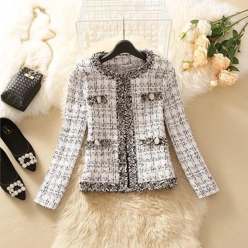 Trendy Ladies Short Joker Temperament Small Fragrant Tweed Coat Cardigan