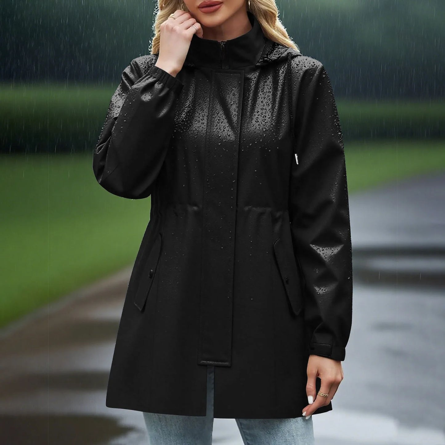 Womens Warm Winter Softshell Jacket Windproof Hooded Rain Coat Outdoor Lightweight Windbreaker Outerwear Jacket